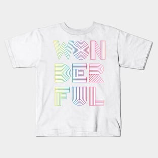 WONDERFUL retro typography rainbow Kids T-Shirt